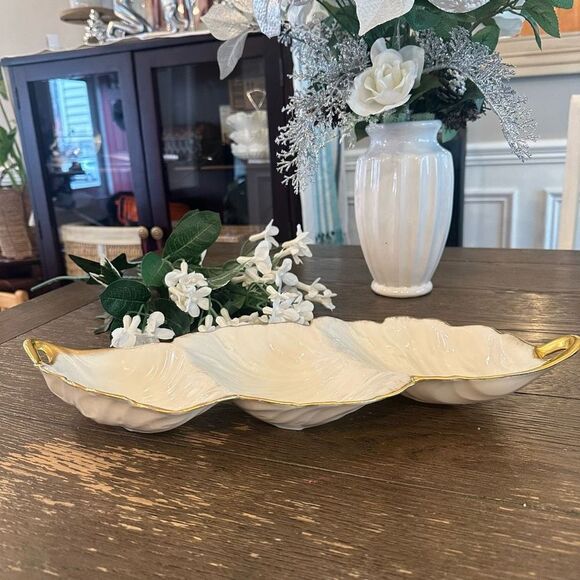 LENOX Vintage Made in USA Triple LEAF 3 Section Serving Dish / Tray - Picture 2 of 9